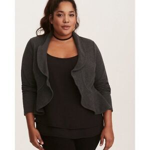 Torrid RUFFLE MILITARY BLAZER Gray size 00 (M/L)